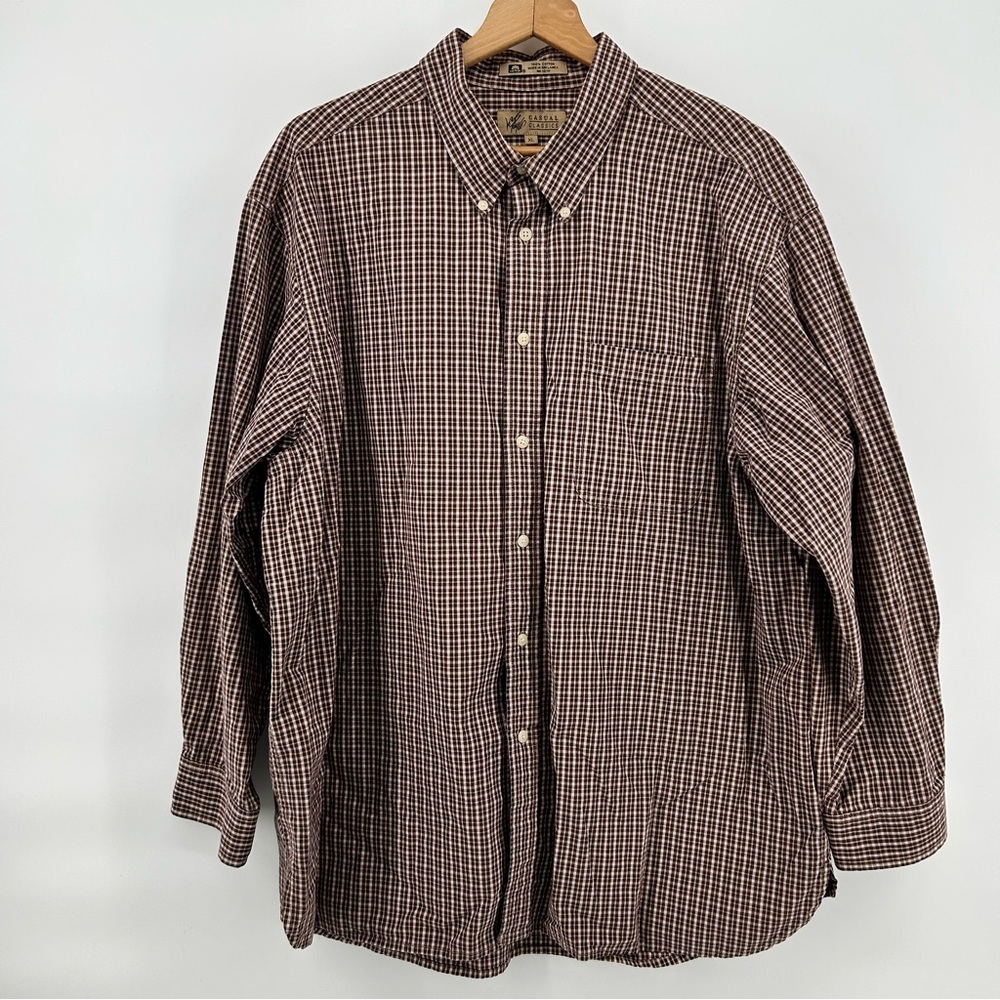 Lord & Taylor Shirt Mens XL Brown Tan Check Button Up‎ Casual Classics